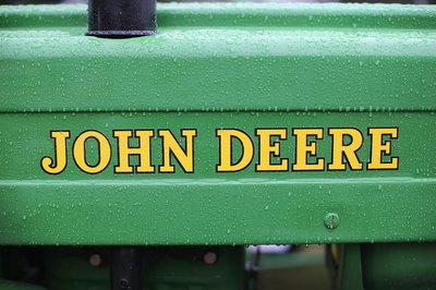 Raindrops on a vintage John Deere tractor