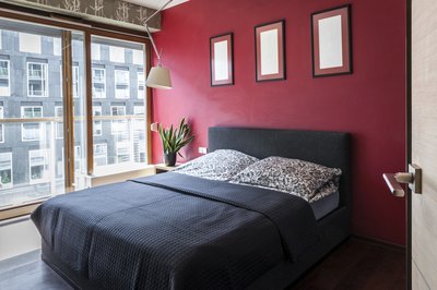 Dark red bedroom wall