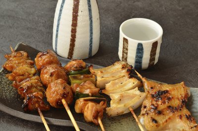 Yakitori and cup of sake