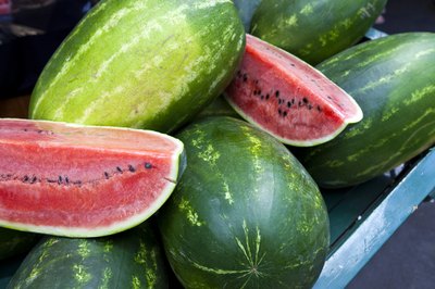 A ripe watermelon is pink inside.