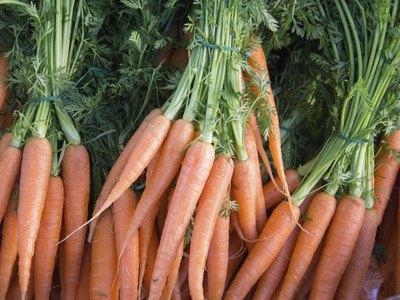 Bunches of fresh carrots