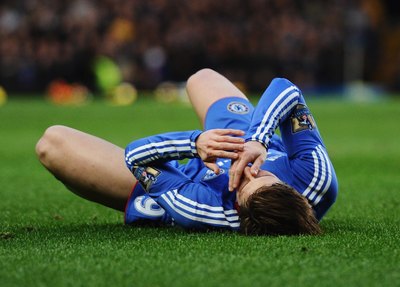 Soccer player with mouth injury