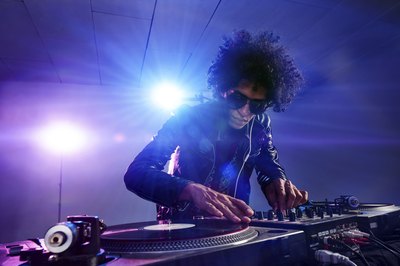 DJ spinning records