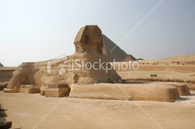 The sphinx was carved from a single piece of stone.