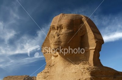Missing facial features of the Great Sphinx.