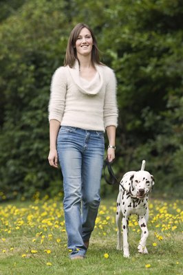 Jupiterimages/Polka Dot/Getty Images Fear or aggression toward other dogs can make walks stressful.