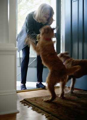 Ryan McVay/Photodisc/Getty Images You may be inadvertently reinforcing your puppy's pouncing greetings.