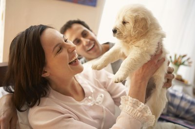 Chris Amaral/Digital Vision/Getty Images Keep Mom and puppy happy with a consistent schedule.