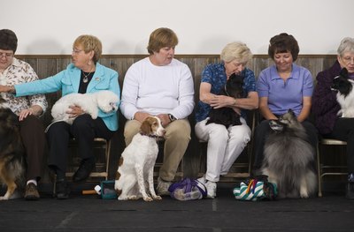 Apple Tree House/Photodisc/Getty Images Anxious dog moms wait for an announcement of show results.