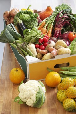 Martin Poole/Digital Vision/Getty Images Vegetables can account for up to 10 percent of a dog's overall diet.