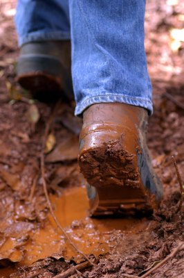Thinkstock/Stockbyte/Getty Images Infectious parasitic fungi dwell in mud and other moist natural environments.