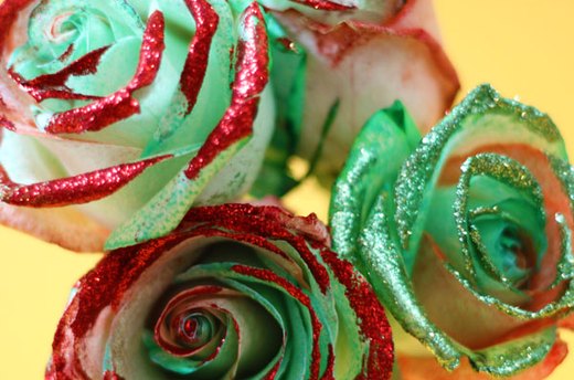 Christmas Roses with Glitter