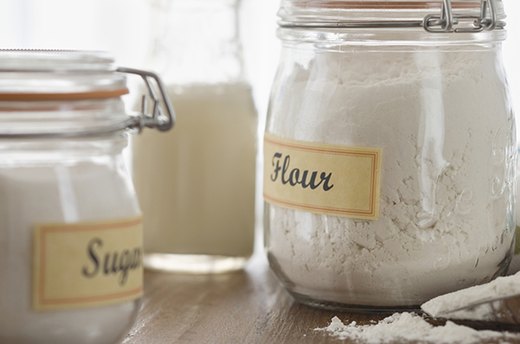Flour, sugar and other baking materials