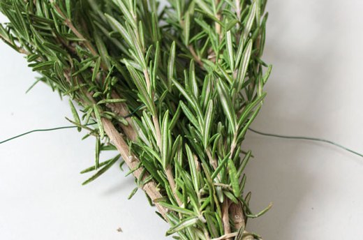 Thread Florist Wire Through Herb Bunch