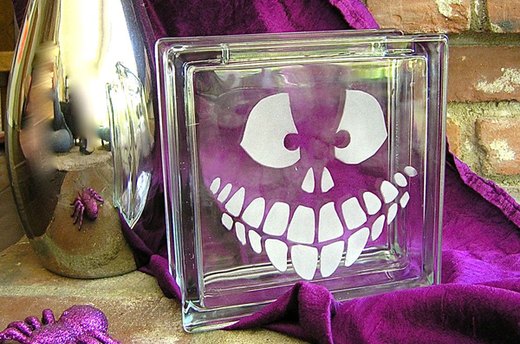 Halloween Etched Glass Block