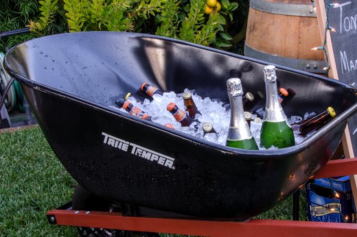 Beer and Bubbly in a Wheel Barrow