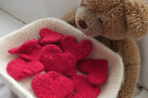 Felted Basket of Hearts