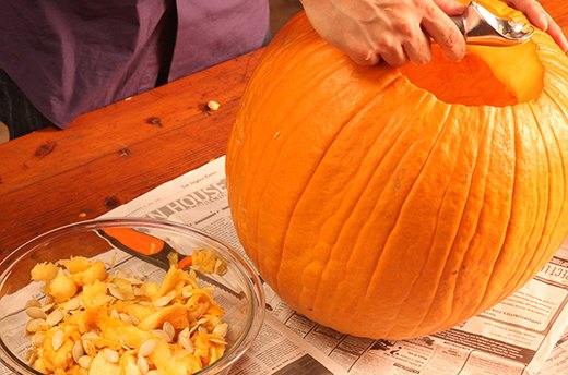 Pumpkin Preparation: Remove the Pulp
