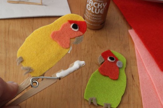 Glue the Birds to the Clothespin