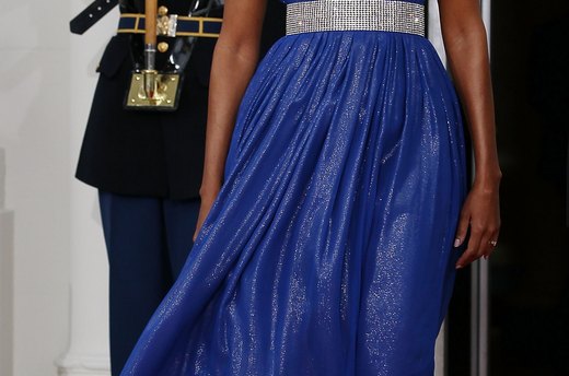 Bold Blue Gown + Silver Accessories