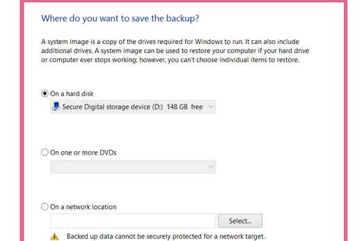 Selecting an External Drive or Disc