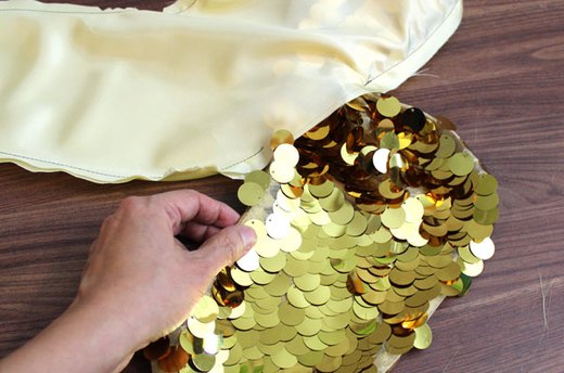 Pull the Sequin Fabric Right Side Out