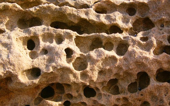 The sandstone cliffs formed from thousands of years of erosion.