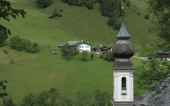 Berchtesgaden has traditional onion-domed churches, including the historic St. Bartholomew on Lake Königssee.