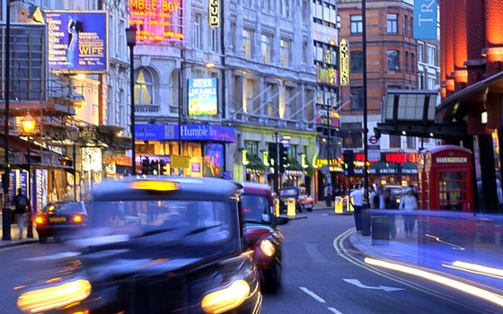 Rollerblading routes sometimes hit the busy West End, London's theater district.