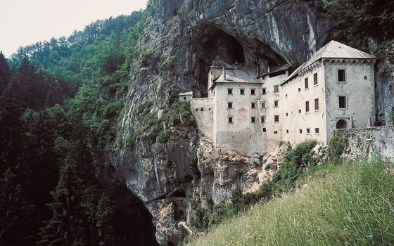Predjama Castle near Postojna, Slovenia, is built into the mouth of a cave