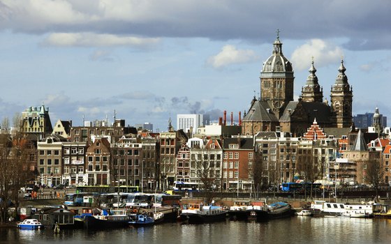The 19th-century Church of St. Nicholas stands out in Amsterdam's skyline.