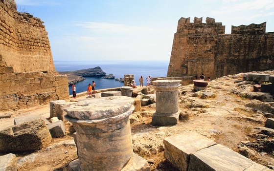 Windstar's Athens to Istanbul sailing cruise stops at islands like Rhodes, where the remains of a medieval fortress face the Mediterranean Sea.