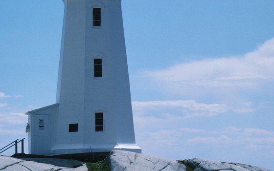 Peggy's Cove Lighthouse guides navigators through dangerous waters.