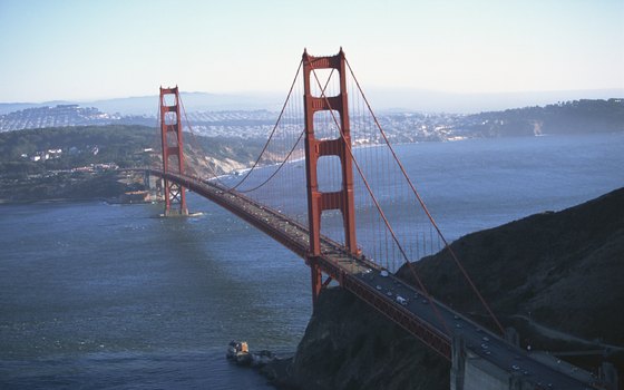 The Golden Gate Bridge connects San Francisco with Marin County.