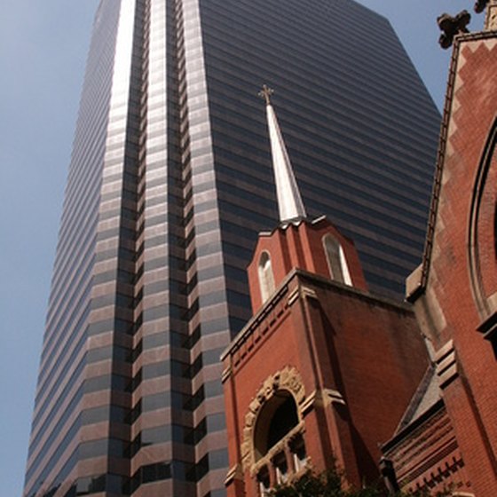 Historical sites around Dallas are among modern buildings.