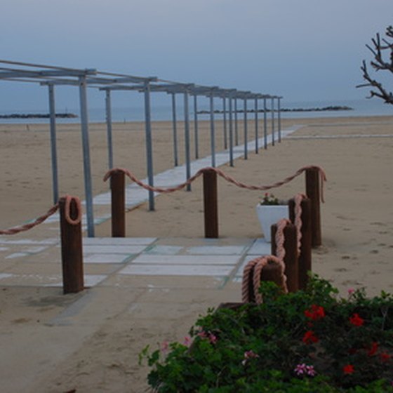 The wide beaches of Pescara are packed on holidays.