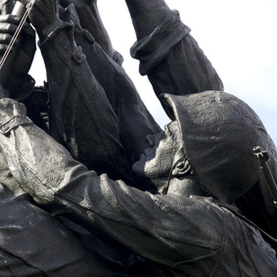 A close-up of the The U.S. Marine Corps Memorial