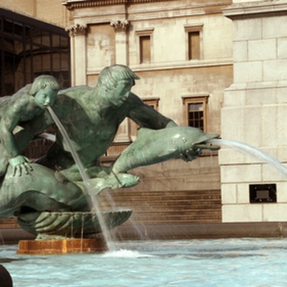 Trafalgar Square's familiar fountain.