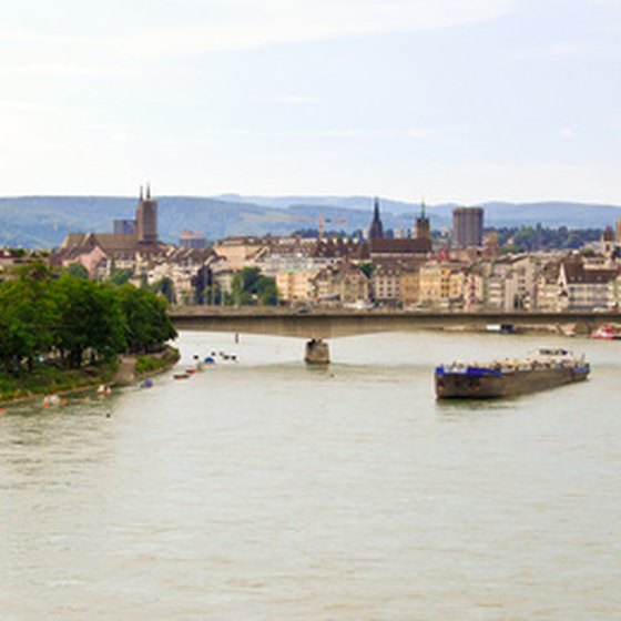 The town of Basel is situated along the Rhine river.