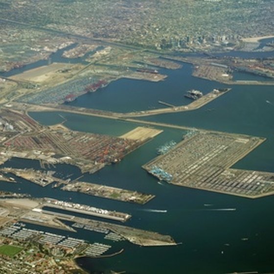 An aerial view of the Port of Los Angeles in Long Beach.