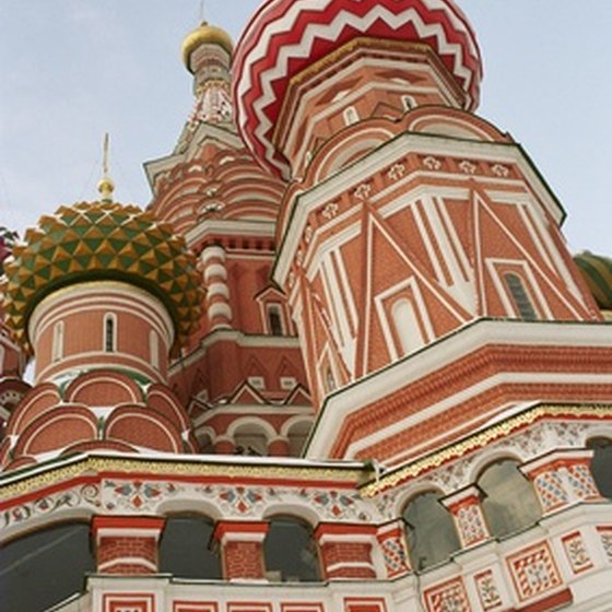 St. Basil's Cathedral in Moscow boasts colorful onion domes.