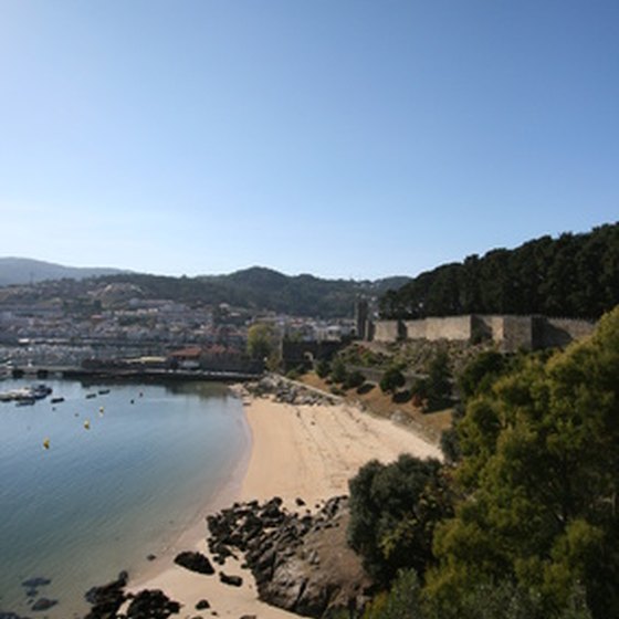 A bird's-eye view of the beach at Baiona in southern Galicia.