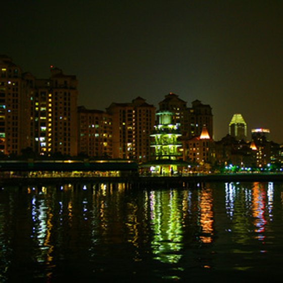 Singapore Bay at night.