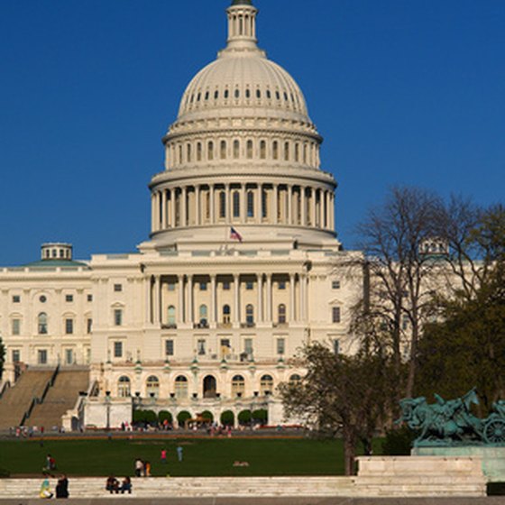 Many visitors take a tour of the US Capitol Building.