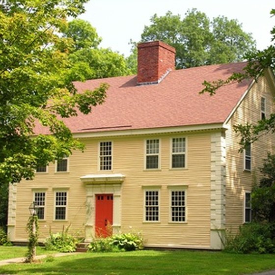 A vintage New England colonial house