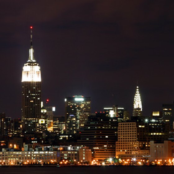 New York City skyscrapers at night