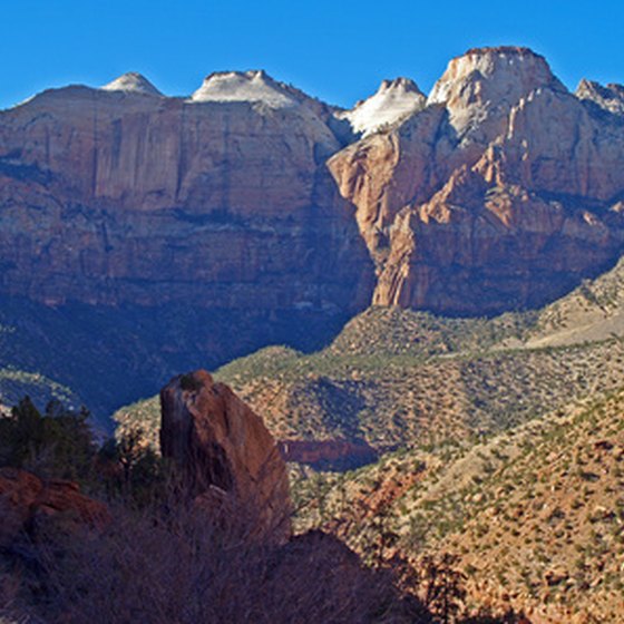 Zion National Park as seen from a lookout.