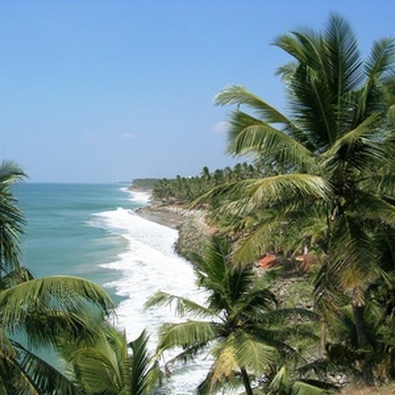 Coastal scenery in Kerala, Southern India.
