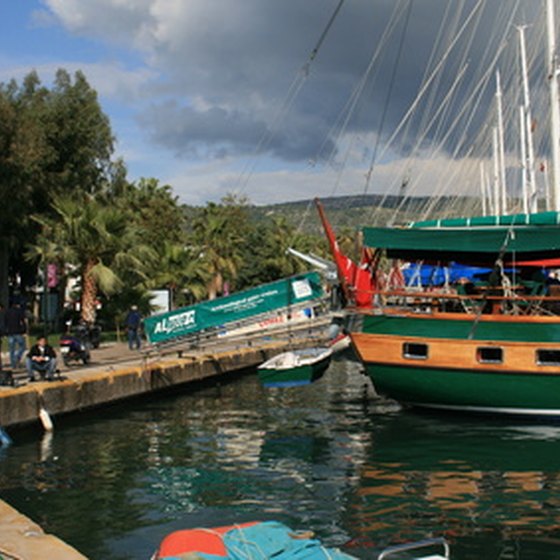 Ships docked in the port of Bodrum, Turkey.