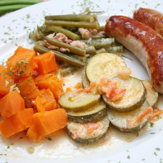 Hearty bratwurst dishes are a traditional German dish.
